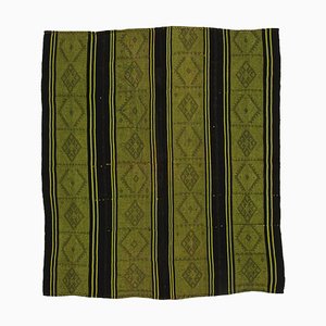 Handgefertigter anatolischer grüner Vintage Kelim Teppich aus Wolle