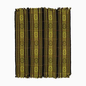 Tapis Kilim Vintage Fait Main Laine Jaune, Turquie