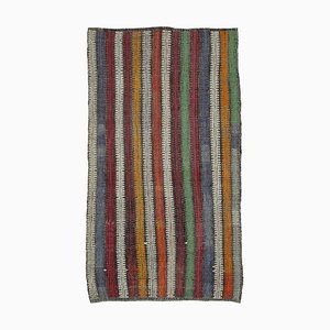 Multicolor Anatolian Handmade Wool Vintage Kilim Carpet