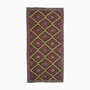 Multicolor Anatolian Hand Knotted Wool Vintage Kilim Carpet