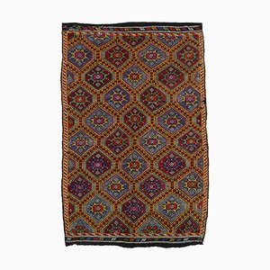 Tapis Kilim Vintage Multicolore Fait à la Main en Laine, Chine