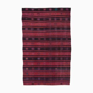 Roter Orientaler Handgeknüpfter Vintage Kilim Teppich aus Wolle