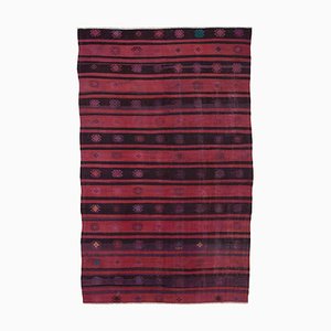 Tapis Kilim Vintage Rouge en Laine Fait Main Orientale