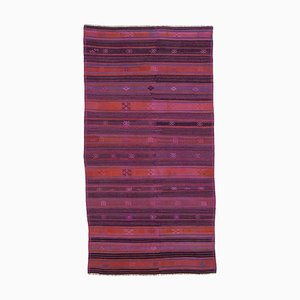 Roter Orientaler Handgeknüpfter Vintage Kilim Teppich aus Wolle