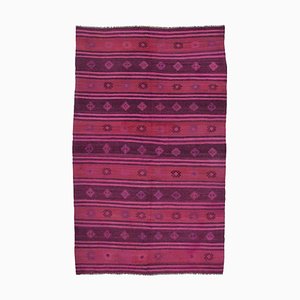 Orientalischer pinkfarbener handgewebter Vintage Kilim Teppich aus Wolle