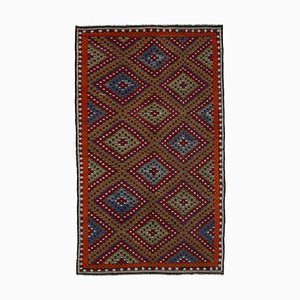 Multicolor Anatolian Hand Knotted Wool Vintage Kilim Carpet