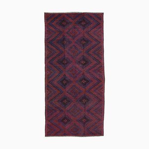 Red Turkish Hand Knotted Wool Vintage Kilim Carpet