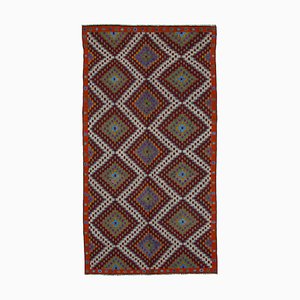 Mehrfarbiger Orientalischer Handgeknüpfter Vintage Kilim Teppich aus Wolle