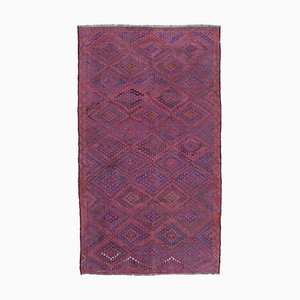 Pink Anatolian Hand Knotted Wool Vintage Kilim Carpet