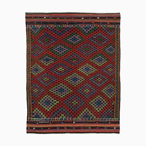 Multicolor Turkish Handmade Wool Vintage Kilim Carpet