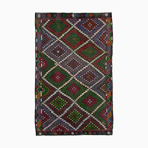 Mehrfarbiger Türkischer Handgeknüpfter Vintage Kilim Teppich aus Wolle