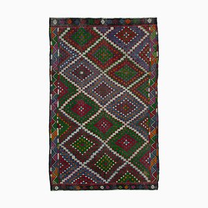 Multicolor Turkish Hand Knotted Wool Vintage Kilim Carpet