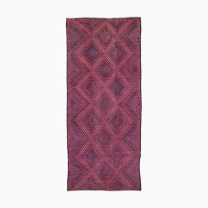 Handgefertigter rosa anatolischer Vintage Kilim Teppich aus Wolle