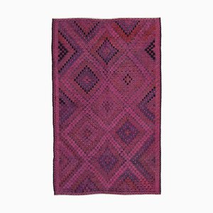 Rosa Anatolischer Handgeknüpfter Vintage Kilim Teppich aus Wolle