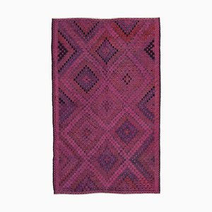 Tappeto Kilim vintage rosa annodato a mano in lana