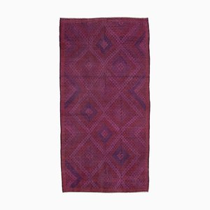 Pink Anatolian Handmade Wool Vintage Kilim Carpet