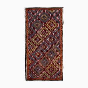 Tapis Kilim Vintage Multicolore Fait à la Main en Laine, Chine