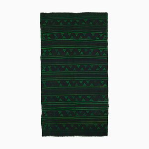 Tappeto Kilim vintage fatto a mano in lana verde anatolica