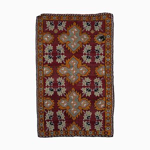 Tappeto Kilim vintage multicolore in lana intrecciata a mano, Turchia