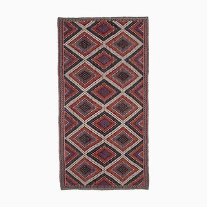 Multicolor Anatolian Handmade Wool Vintage Kilim Carpet