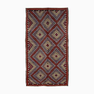 Multicolor Anatolian Hand Knotted Wool Vintage Kilim Carpet