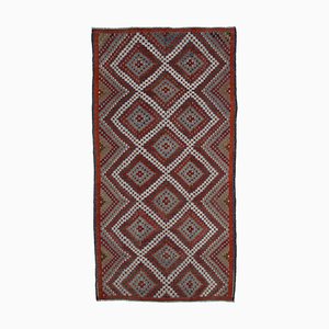 Multicolor Anatolian Hand Knotted Wool Vintage Kilim Carpet