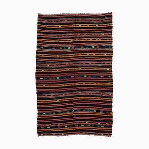 Tapis Kilim Vintage Anatolien en Laine Tribal Noire