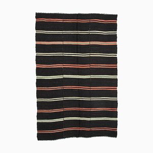 Oriental Black Handmade Tribal Wool Vintage Kilim Carpet