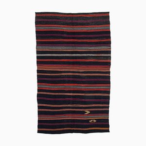 Alfombra Kilim vintage de lana tribal artesanal decorativa marrón