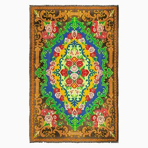 Brown Floral Handmade Tribal Vintage Kilim Carpet