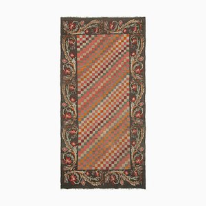 Brown Bessarabian Handmade Tribal Vintage Kilim Carpet