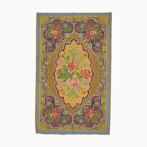 Yellow Bessarabian Handmade Tribal Vintage Kilim Carpet