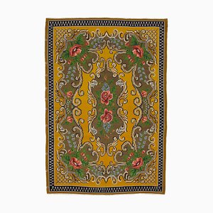 Tapis Kilim Rose Vintage en Laine Fait Main Rose