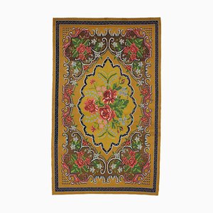 Yellow Floral Handmade Tribal Vintage Kilim Carpet