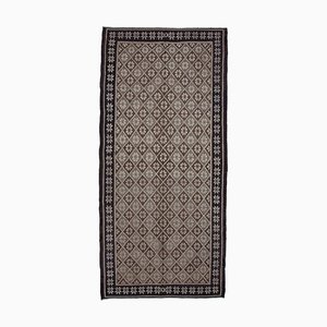 Black Tapestry Hand Knotted Vintage Runner Kilim Carpet