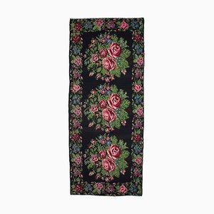 Handgeknüpfter schwarzer orientalischer Vintage Teppich aus Kilim