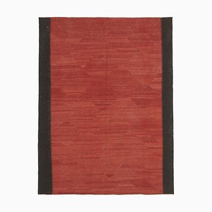 Anatolian Red Hand Knotted Wool Flatwave Kilim Carpet