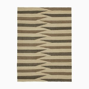 Tapis Kilim Flatwave en Laine Tissé Beige, Turquie