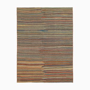 Oriental Brown Handwoven Antique Flatwave Kilim Carpet