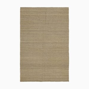 Orientalischer Beige Handgeknüpfter Flatwave Kilim Teppich aus Wolle