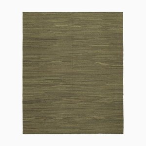 Tappeto Kilim laminato Flatwave verde ed anatolia fatto a mano