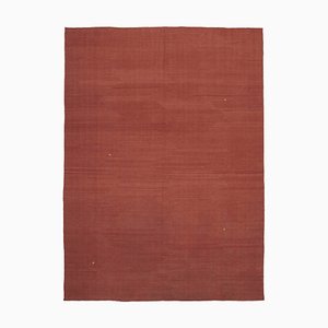 Tappeto Kilim Flatwave in lana intrecciata a mano rossa, Turchia