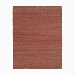 Tapis Kilim Plat Rond en Laine Fait Main Rouge Oriental