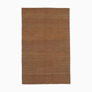 Türkischer Orangefarbener Handgewebter Antiker Flatwave Kilim Teppich