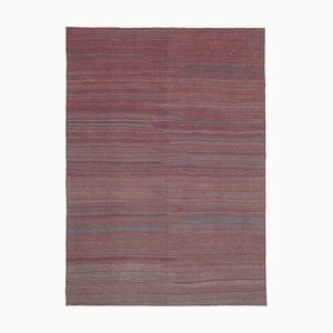 Tapis Kilim Plat Fait Main Rouge en Laine Fait Main