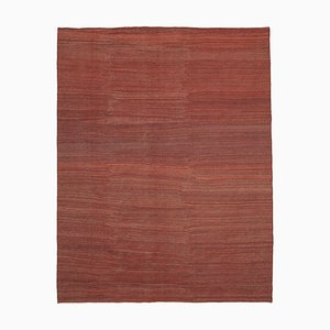 Tappeto Kilim Flatwave in lana intrecciata a mano rossa, Turchia