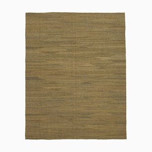Handgewebter anatolischer brauner Flatwave Kilim Teppich aus Wolle