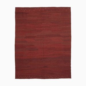 Orientalischer Roter Handgewebter Flatwave Kilim Teppich