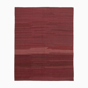 Roter Anatolischer Flatwave Kilim Teppich aus Handgewebter Wolle