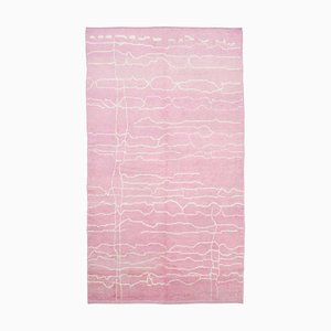 Pink Moroccan Hand Knotted Wool Decorative Rug